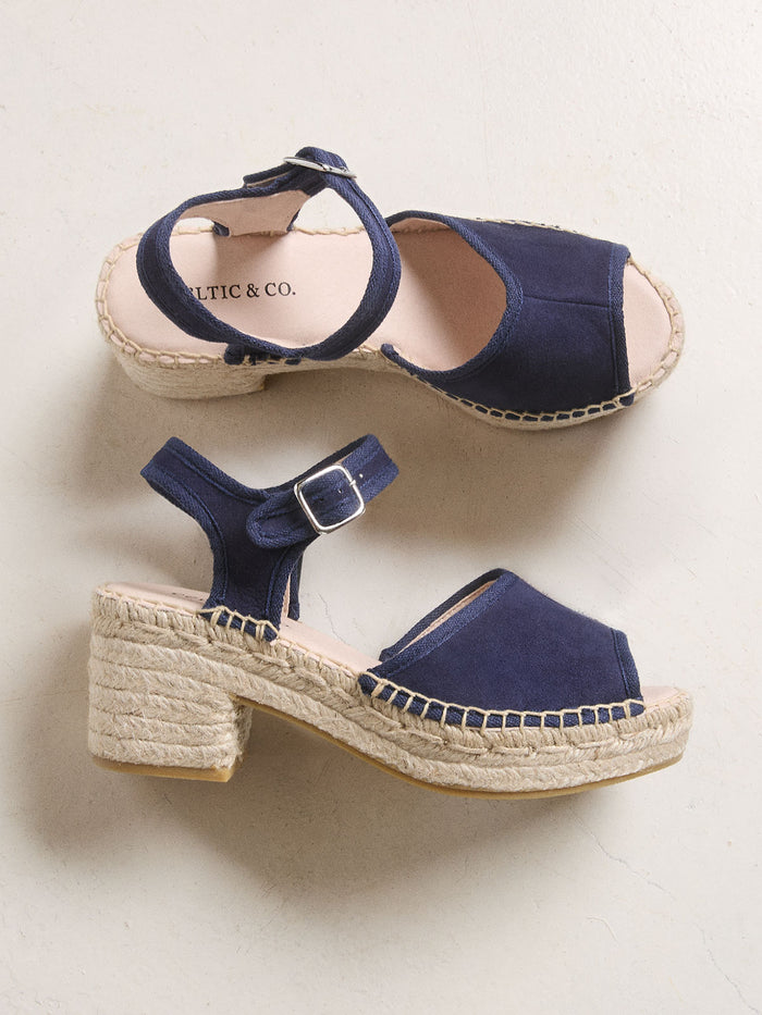 Suede Block Heel Espadrille Sandals