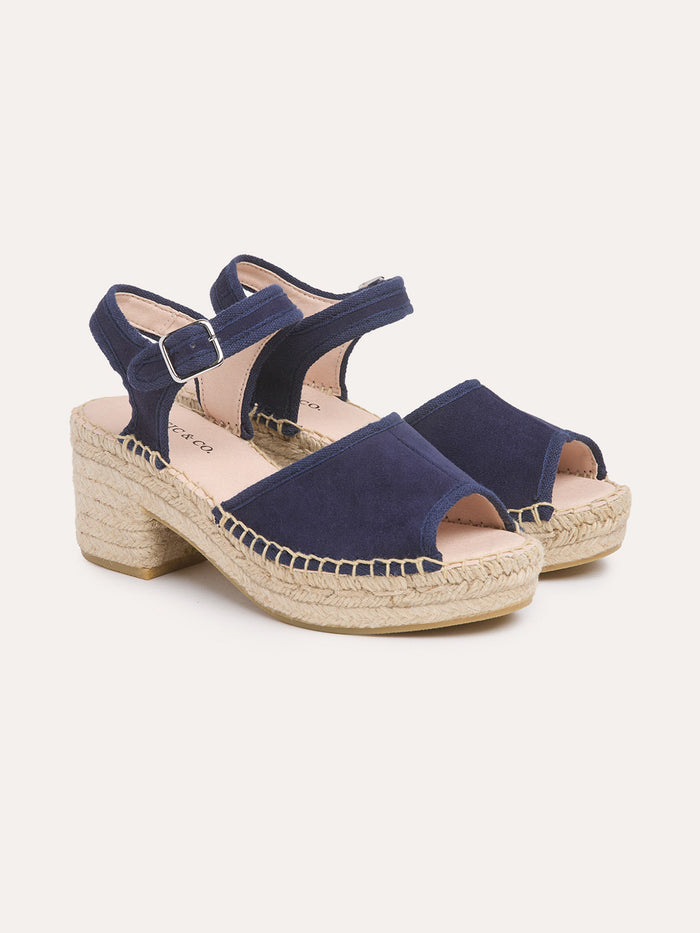 Suede Block Heel Espadrille Sandals