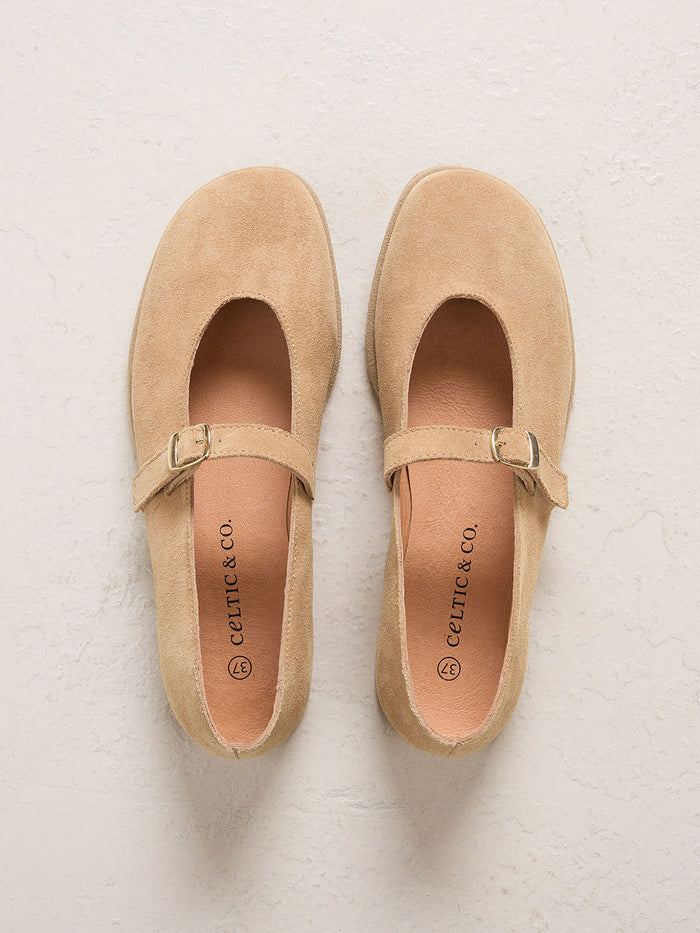 Suede Strap Detail Ballet Flats