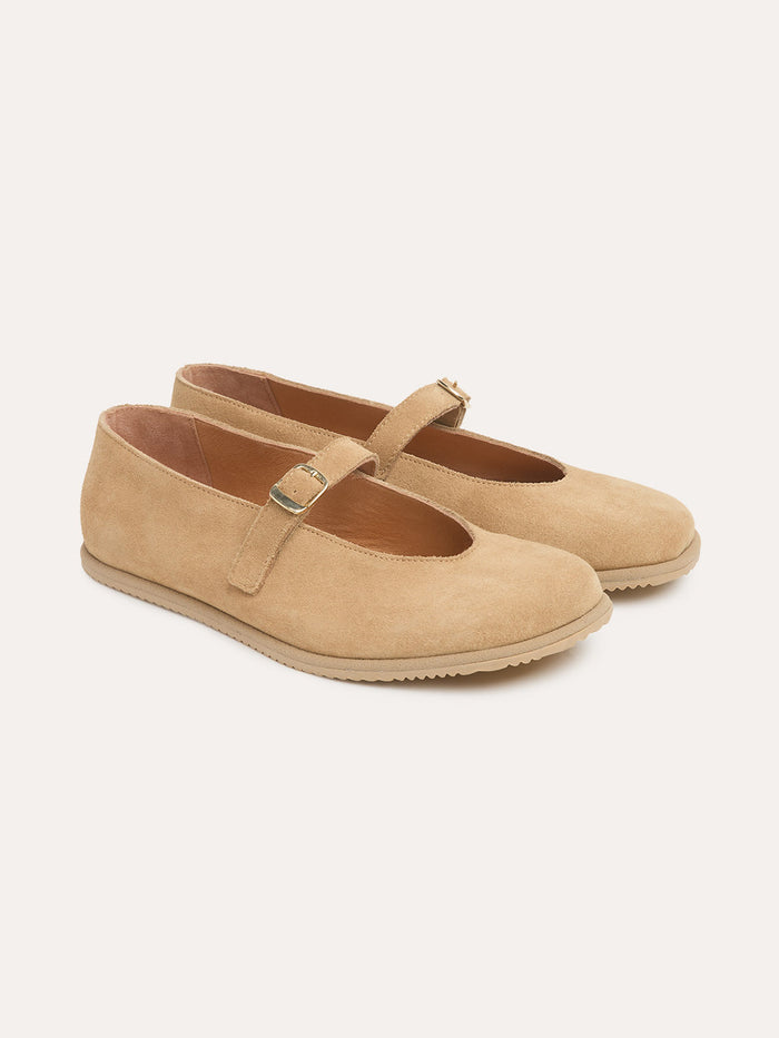Suede Strap Detail Ballet Flats