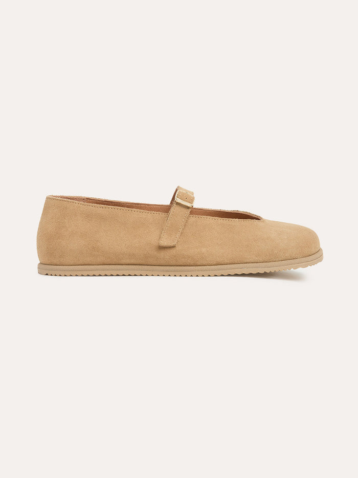 Suede Strap Detail Ballet Flats