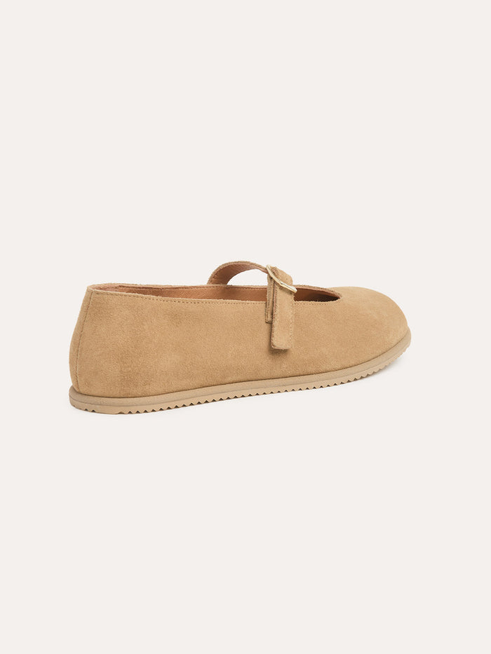 Suede Strap Detail Ballet Flats