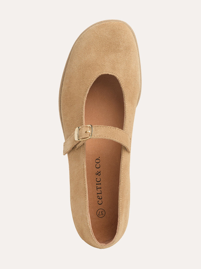 Suede Strap Detail Ballet Flats
