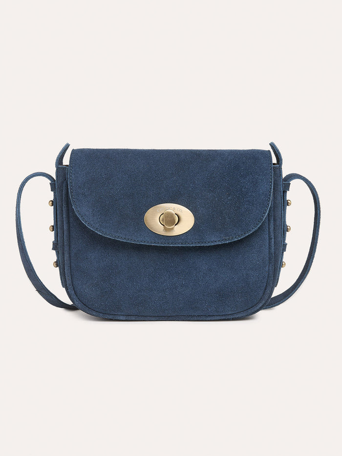 Suede Twist Lock Mini Cross Body Bag