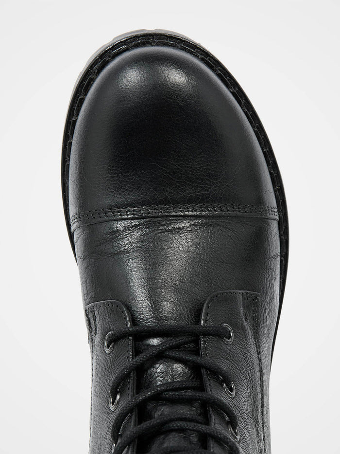 Tall Ankle Lace Up Boots With Strap Detail