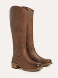 Tall Block Heel Leather Boots