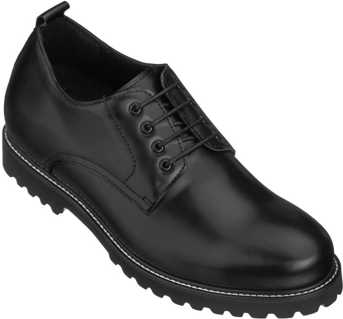 Taller Black Leather Elevator Work Shoes - 3 Inches - SARTORO