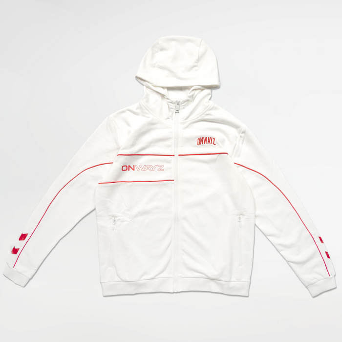 Technical Zip Hoodie - White Red