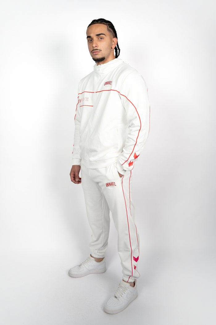 Technical Zip Hoodie - White Red