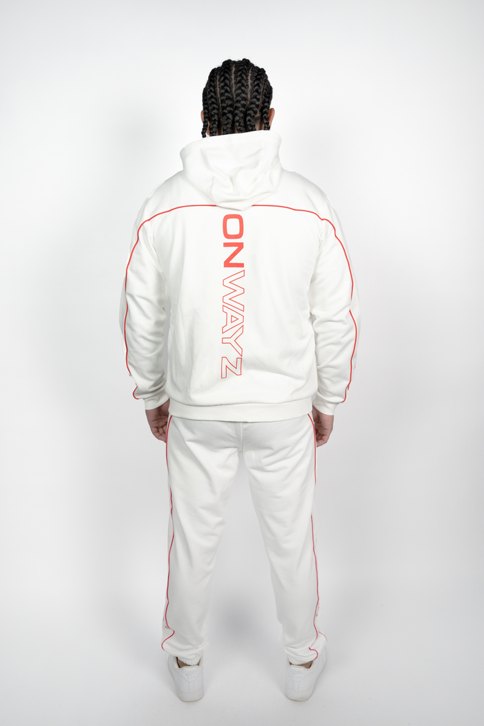 Technical Zip Hoodie - White Red