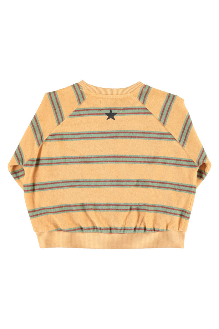 Terry Cotton Sweatshirt Sand with Double Stripes