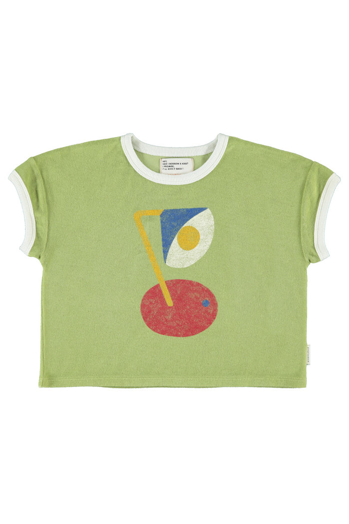 Terry Cotton T'shirt Green with Desk Lamp Print