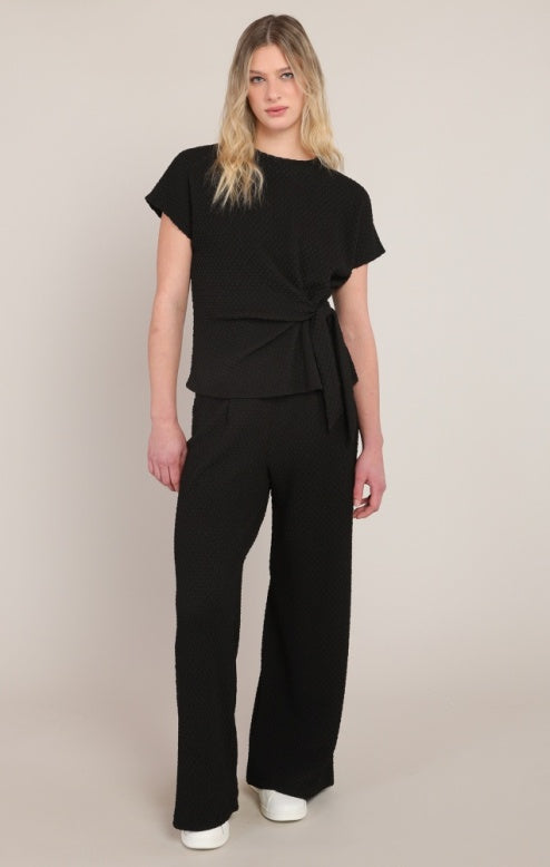 Textured Wide Leg Pants