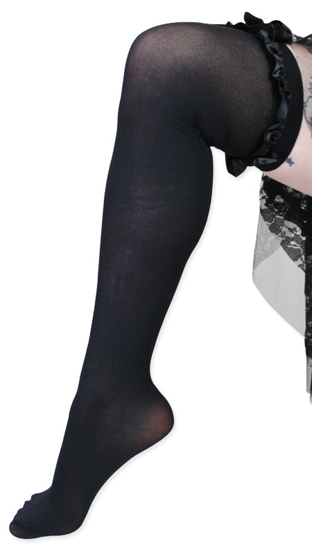 Thigh High with Satin Bow - Black