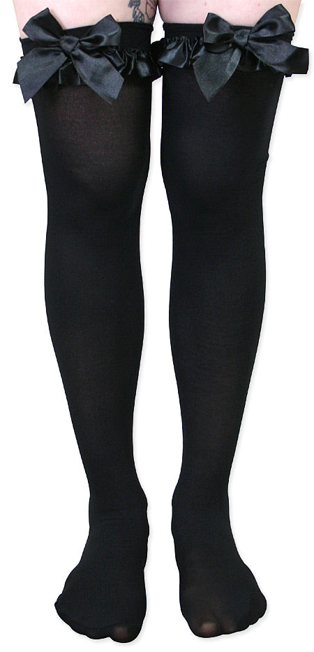 Thigh High with Satin Bow - Black