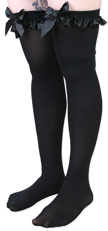 Thigh High with Satin Bow - Black