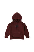 top l/s label hooded sweatshirt - burgundy