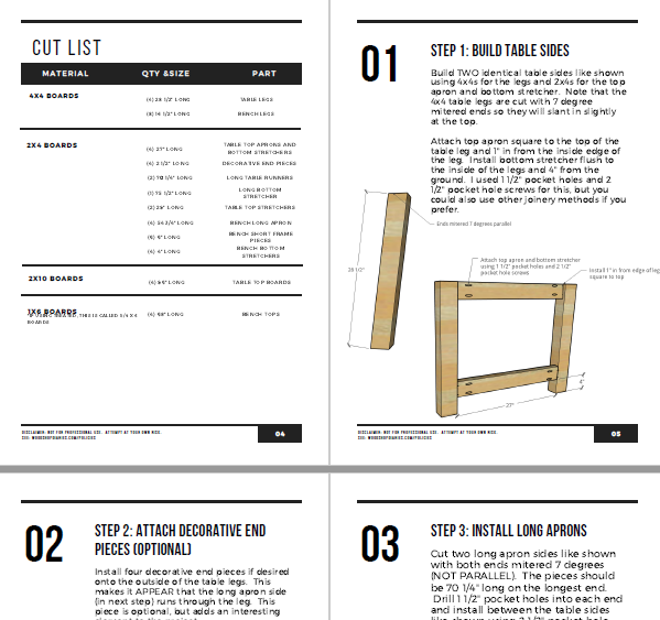 Trestle Table & Bench Building Plans