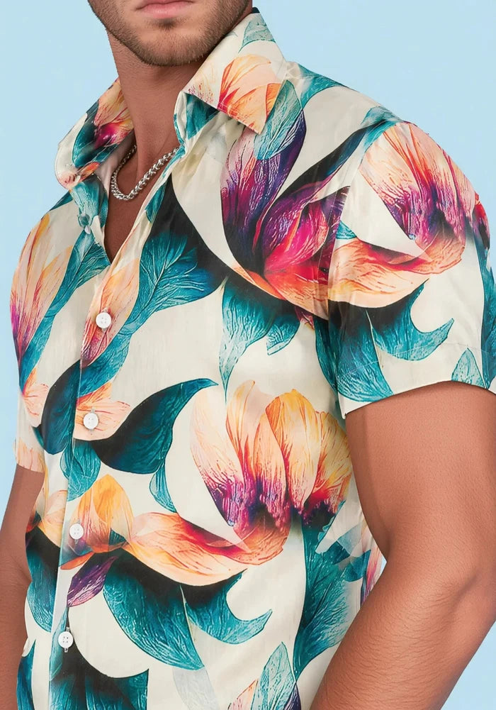 Tropic Lotus Silk Shirt - SARTORO