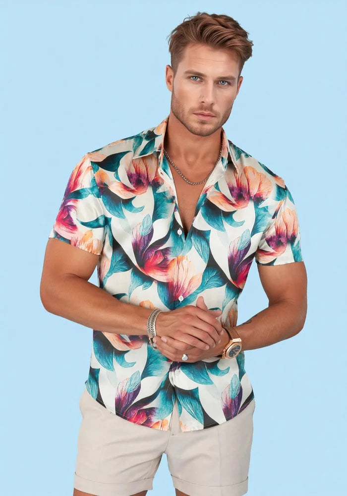 Tropic Lotus Silk Shirt - SARTORO