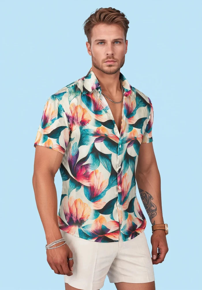 Tropic Lotus Silk Shirt - SARTORO
