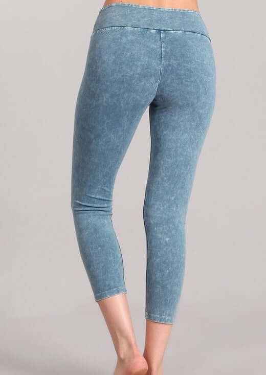 Tummy Control Capri Leggings - Mineral Washed and Made in USA