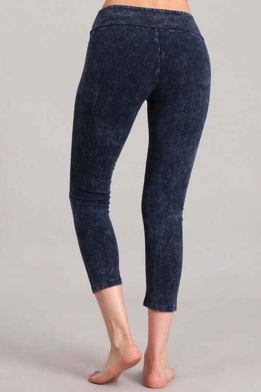 Tummy Control Capri Leggings - Mineral Washed and Made in USA