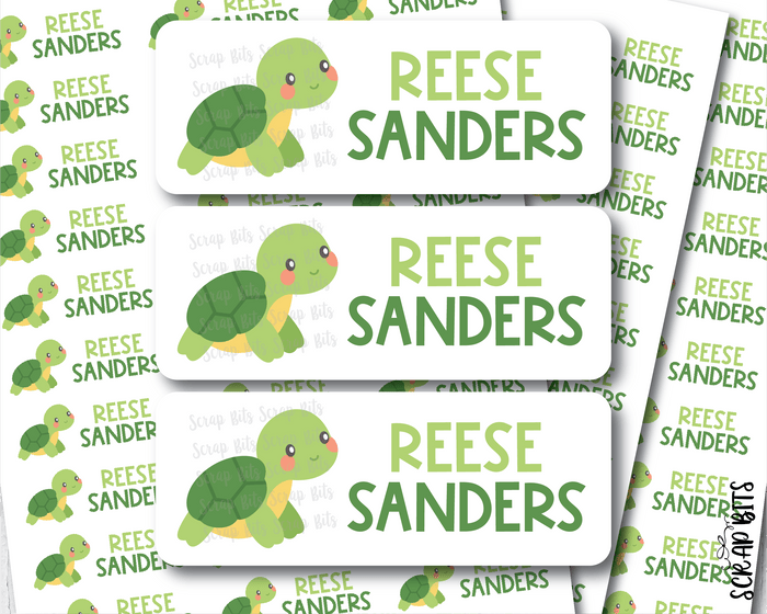 Turtle Name Labels . Personalized Belonging Labels - Scrap Bits