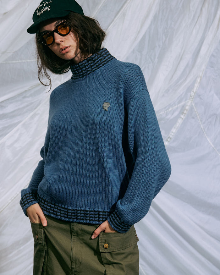 Turtle Neck Sweater - Blue