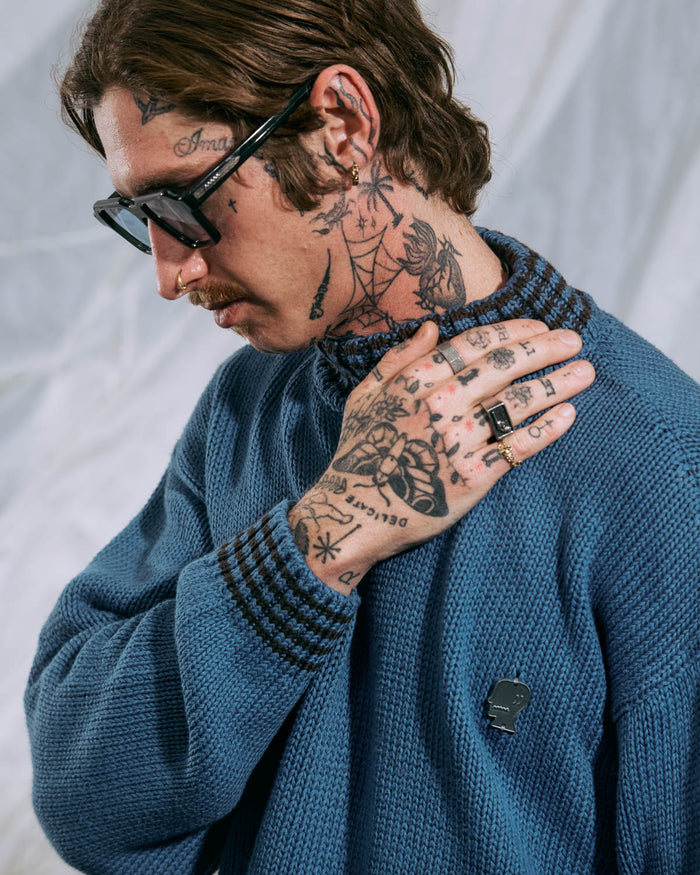 Turtle Neck Sweater - Blue