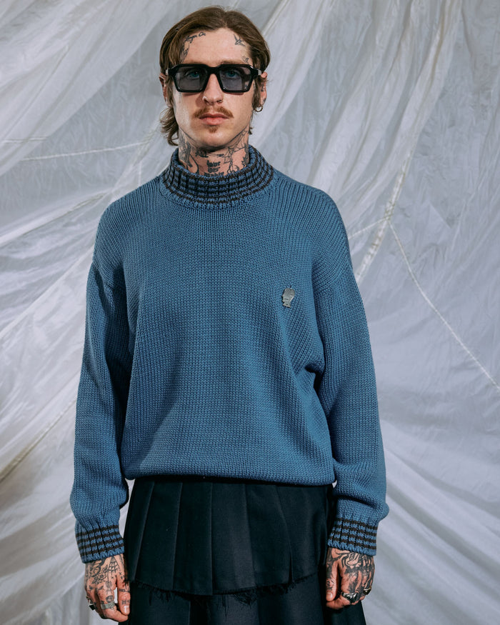 Turtle Neck Sweater - Blue