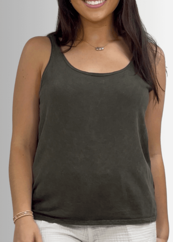 Twenty Four Seven Dark Moss Green Cotton Tank for Everyday Comfort - RFE Marketing Ventures