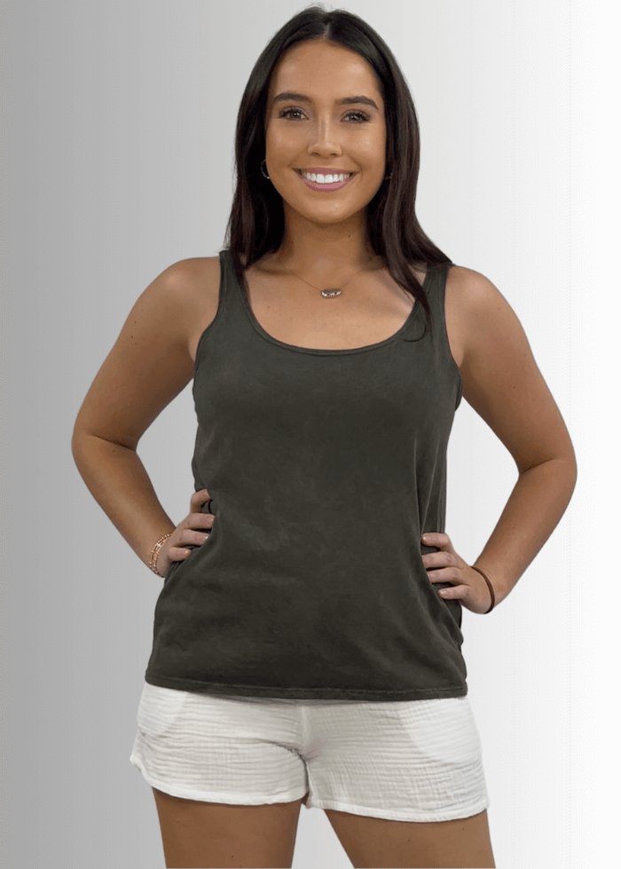 Twenty Four Seven Dark Moss Green Cotton Tank for Everyday Comfort - RFE Marketing Ventures