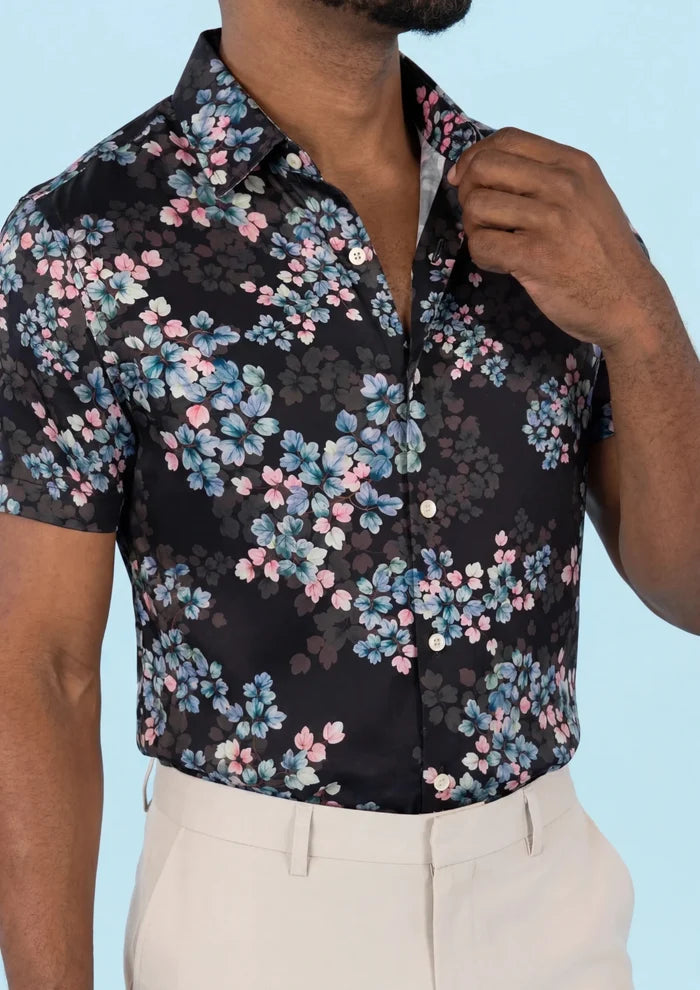Twilight Garden Silk Shirt - SARTORO