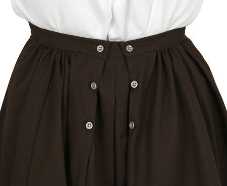 Twill Walking Skirt - Brown Cotton Blend