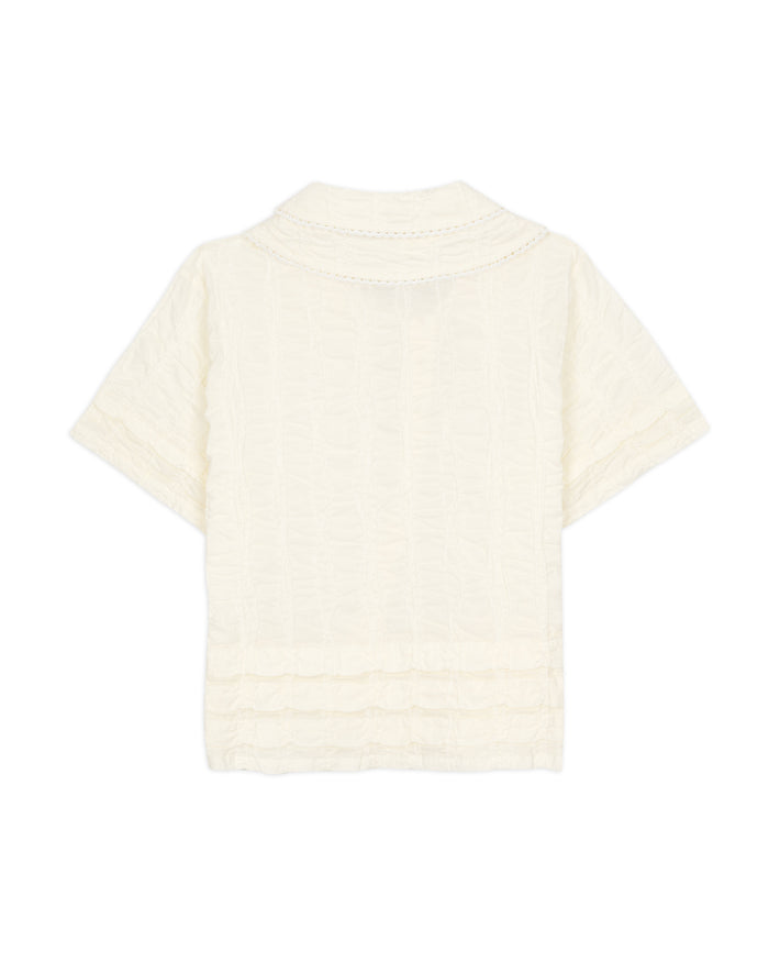Twisted Seersucker Button Up Shirt - Cream