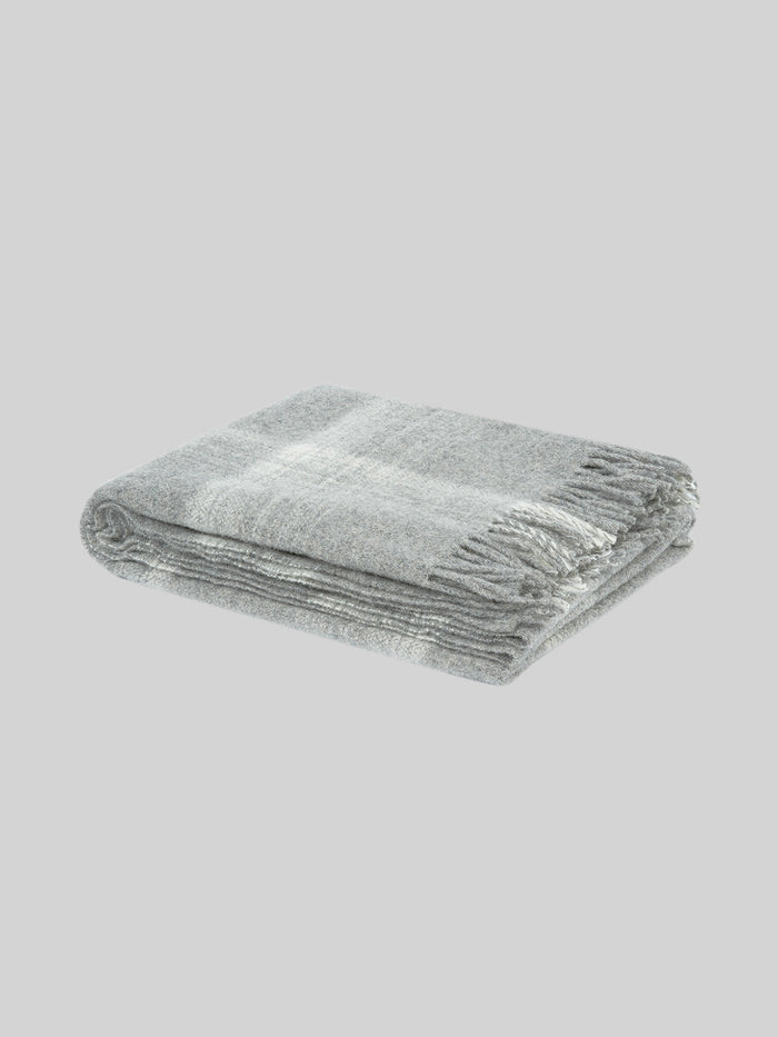 Undyed Wool Tartan Throw