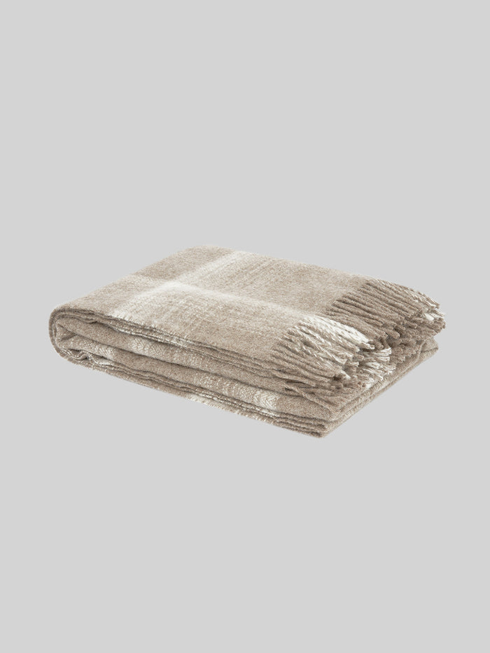 Undyed Wool Tartan Throw