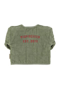 Unisex baby washed green padded jacket with back print
