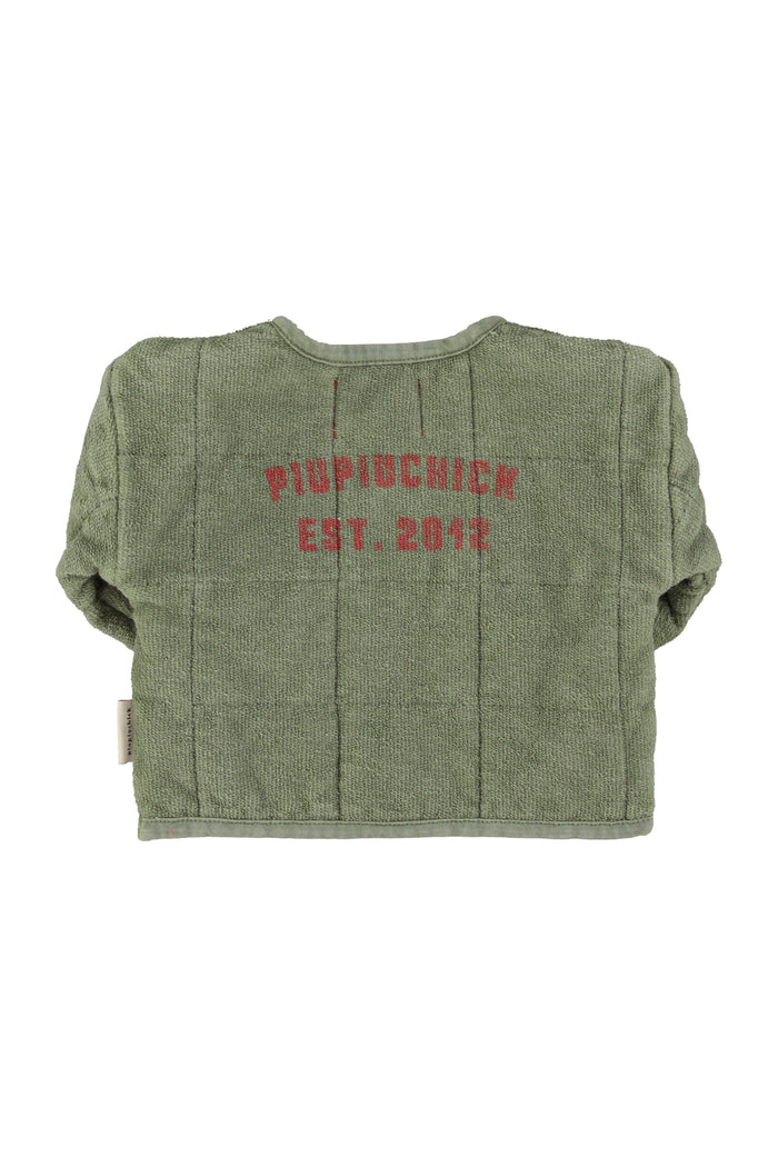Unisex baby washed green padded jacket with back print