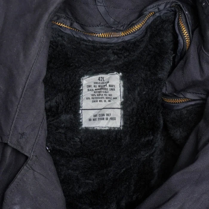 USGI Black All Weather Coat - 42L, Large - US Army Surplus - Great Coats