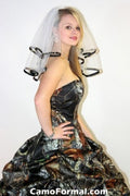 Veil IVORY Shoulder Length with Camo Trim (Choose Your Camo Print)