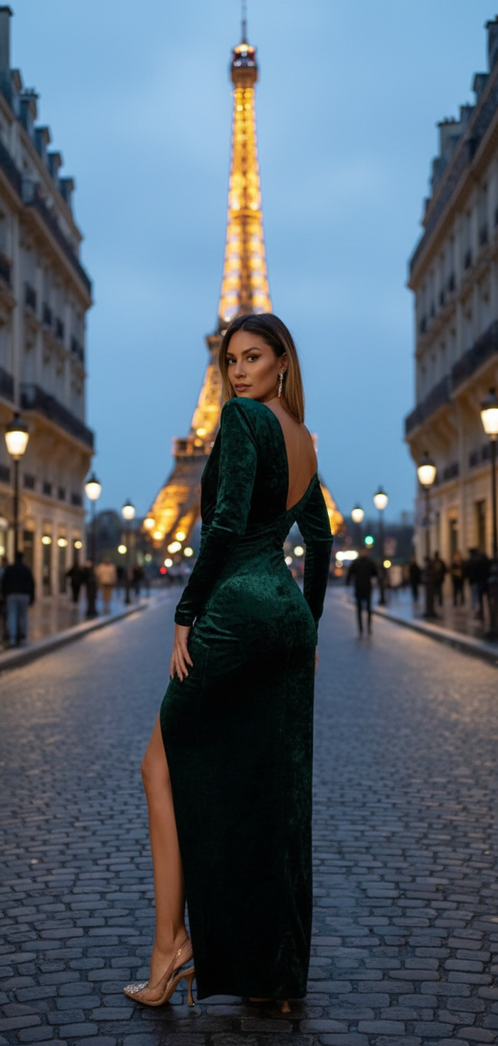 Velvet evening dress