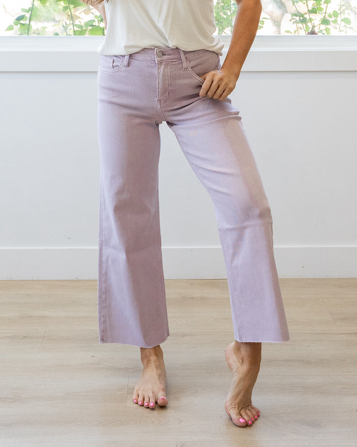 Vervet Skye Wide Leg Non Distressed Crop Jeans - Lavender Vervet