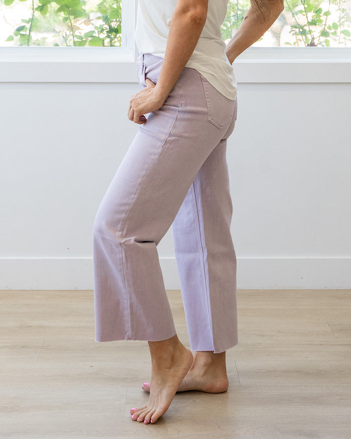 Vervet Skye Wide Leg Non Distressed Crop Jeans - Lavender Vervet