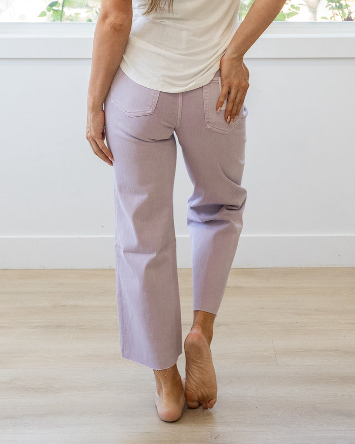 Vervet Skye Wide Leg Non Distressed Crop Jeans - Lavender Vervet