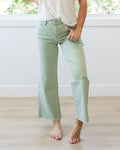 Vervet Skye Wide Leg Non Distressed Crop Jeans - Mint Vervet