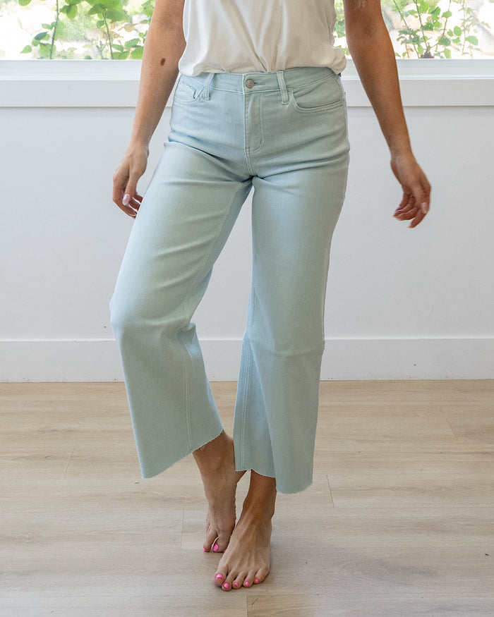 Vervet Skye Wide Leg Non Distressed Crop Jeans - Winter Sky Vervet