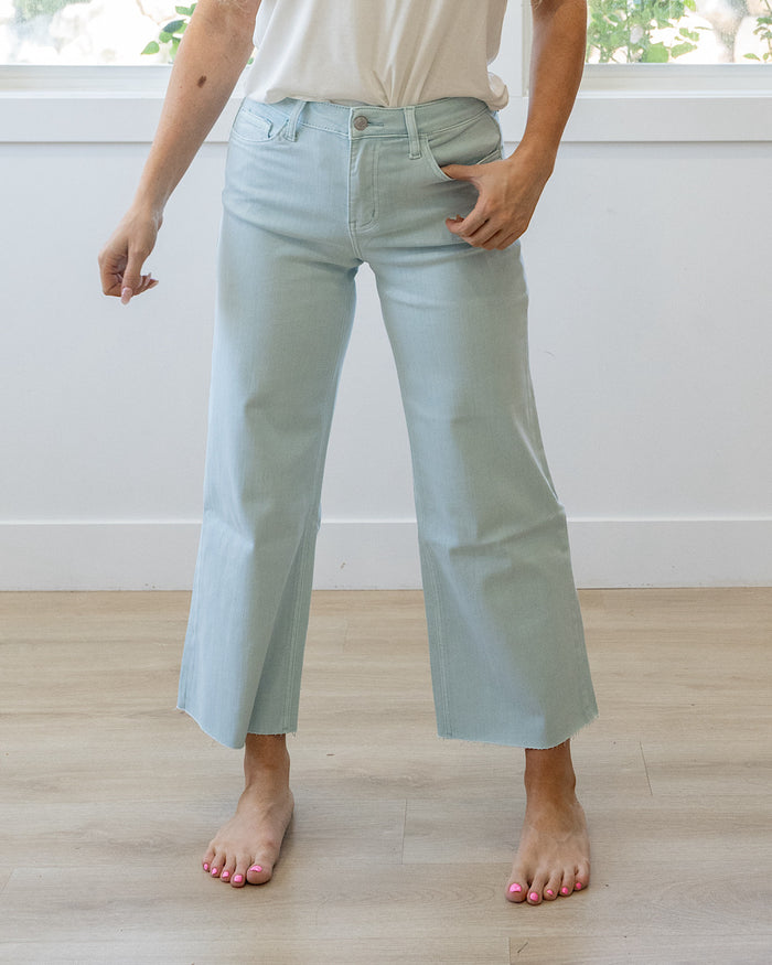 Vervet Skye Wide Leg Non Distressed Crop Jeans - Winter Sky Vervet
