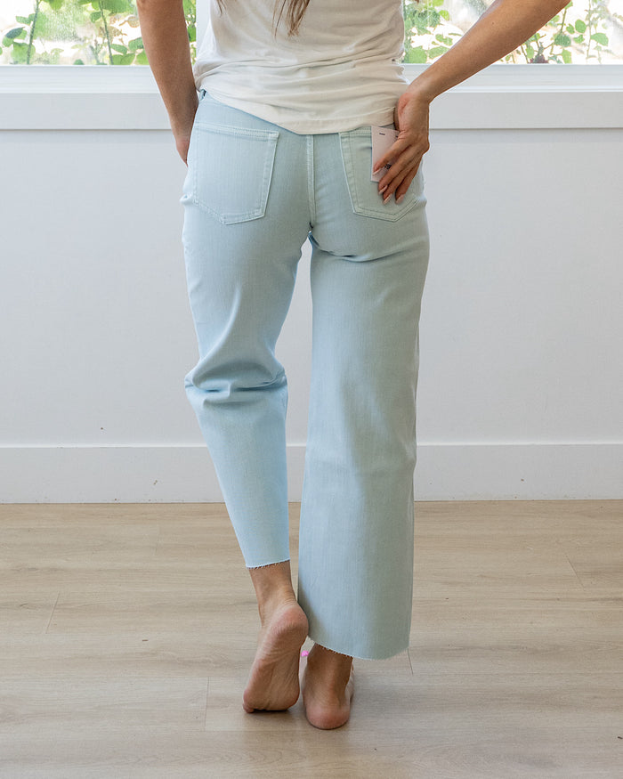 Vervet Skye Wide Leg Non Distressed Crop Jeans - Winter Sky Vervet